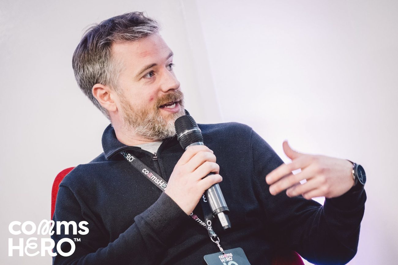 Steve Hayes speaking at a comms conference